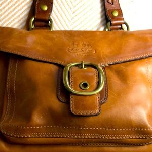 VINTAGE COACH BAG 1980’s Rust with brown strap COACH LEATHERWARE on front of bag
